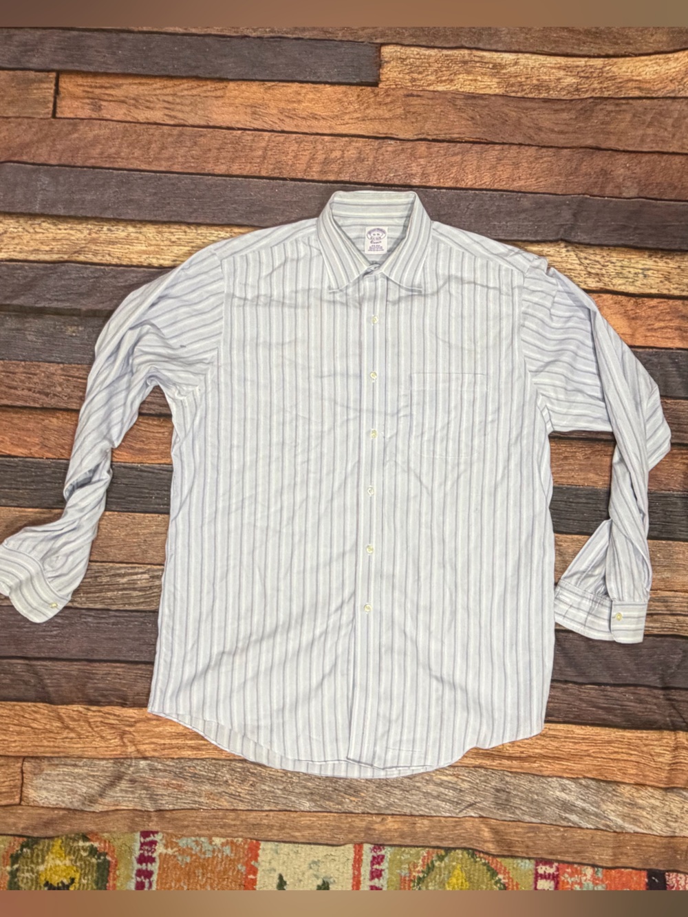 Brooks Brothers Striped Blue Button Down Preppy Dress Shirt